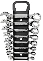 TEKTON WRN01066 Ring-Maulschlüssel-Satz (kurz) 8-teilig (5/16-3/4'') mit transportabler Aufbewahrungsleiste, Zoll