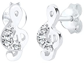 Elli Ohrringe Damen Ohrstecker Notenschlüssel Motiv Klassisch mit Kristalle | 925 Sterling Silber