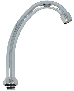 tecuro Bec HU universel pour robinets muraux et sur pied de 130 mm de long, avec buse de mélange M22 en acier inoxydable chromé