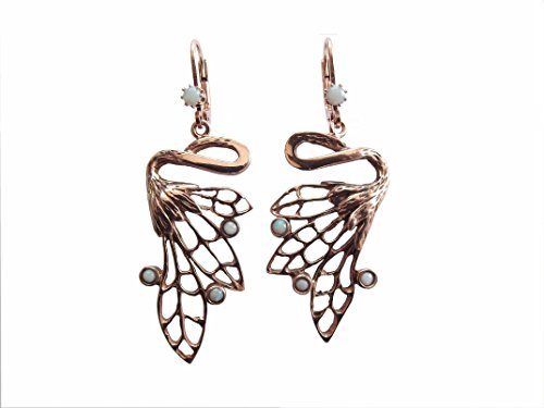 Ohrringe Engelsflügel Damen 925 Silber vergoldet Opale