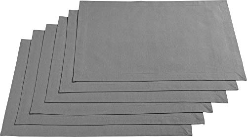 REDBEST Tischset, Platzset, Untersetzer Uni 6er-Pack Seattle, 100% Baumwolle grau Größe 30x45 cm - Robustes, glattes Gewebe, mit hochwertigem Kuvertsaum