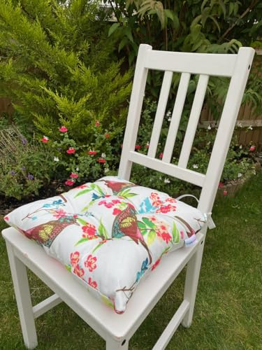 Tropik Home Comfortable Seat Pads, Garden Kitchen Dining Chair Cushions Tie On (Birds)