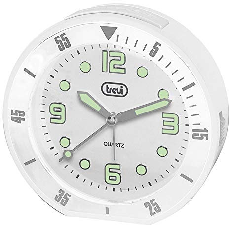 Trevi SL 3091 R Orologio al Quarzo con Sveglia e Grande Quadrante con Numeri in Rilievo, Tasto Snooze/Light, Suoneria Elettronica, Movimento Silenzioso Sweep, Bianco