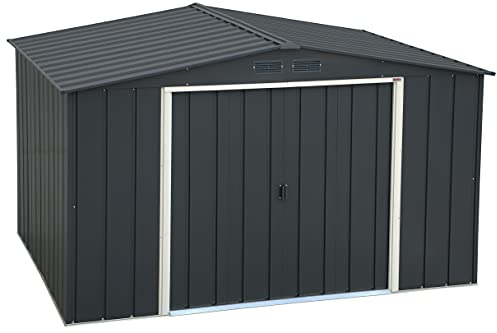 Duramax ECO 10 x 8 (7.28 m²) Metallgerätehaus, feuerverzinktes Metall gerätehaus - Geräteschuppen, verstärkte Dachkonstruktion, wartungsfreier und wetterfester Metallschuppen, Anthrazit