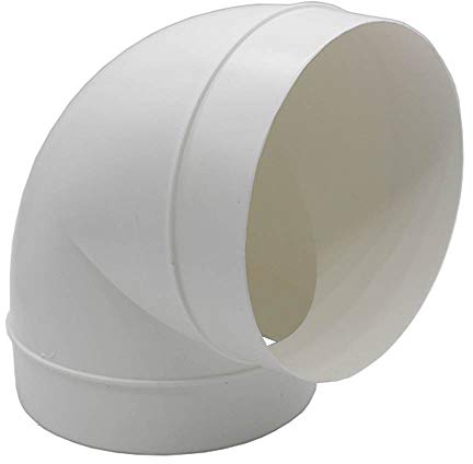 Kair 90 Degree Elbow Bend 150mm - 6 inch Round Plastic Ducting Joint to Connect Round Duct Pipe or Flexible Hose