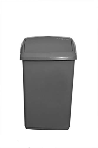 + Bottle Insulator WHITEFURZE Kitchen Large 30 Litre Plastic Swing TOP BIN UK Made for Bedroom Office (Silver/Grey)