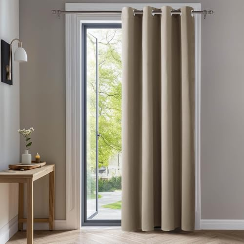 Deconovo Blickdichte Gardinen Ösenvorhang Blickdicht Vorhang Verdunkelung, 240x140 cm(HöhexBreite), Taupe, 1 Stück