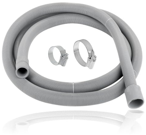 SPARES2GO Drain Outlet Hose & Clip Kit for Bush Dishwasher (2.5M, 30mm / 22mm)
