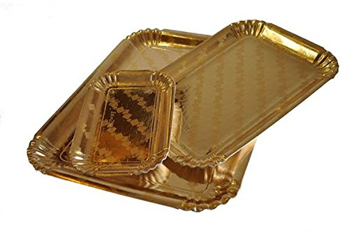 Effe2cart 10 vassoi in cartone dorato per torte e pasta, 25,5 x 35 cm