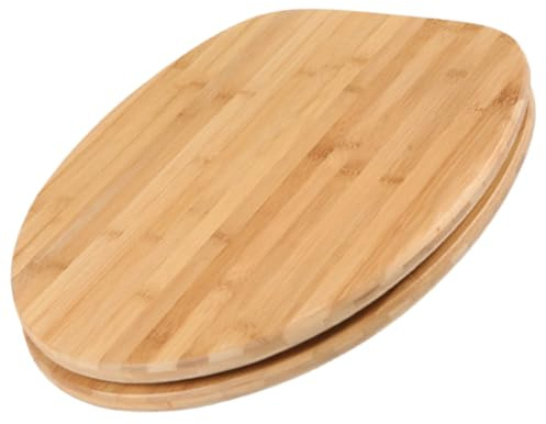 Schläfer 4637153 | Sedile Copriwater Universale Bambus con chiusura Softclose wc Automatica, Tavoletta Bamboo in Legno con Cerniere Regolabili, Copri Wc in Vero Bambù Forma Ovale.