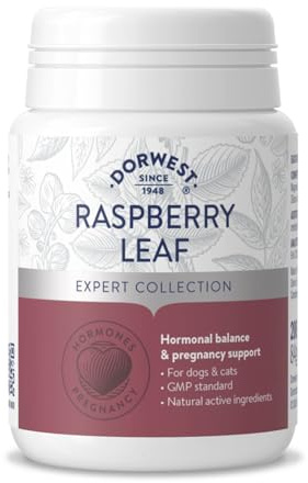 Dorwest Raspberry Leaf Tablets for Dogs And Cats, 200 Tablets, Pregnancy Support For Pets – For Natural Hormonal Balance and Phantom Pregnancies