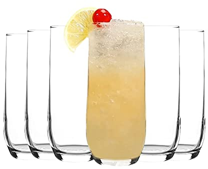 LAV 6X Clear 415ml Sude Highball Glasses - Tall Hi Ball Glass Water Gin Juice Cocktail Drinking Glassware Tumblers Set