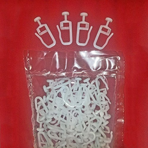 Easy-Shadow - 50 Stück Gardinengleiter Faltenlegehaken 8 mm Kopf mit Faltenhaken für Faltenband passend für Gardinenschienen Gardinenbretter - weiß