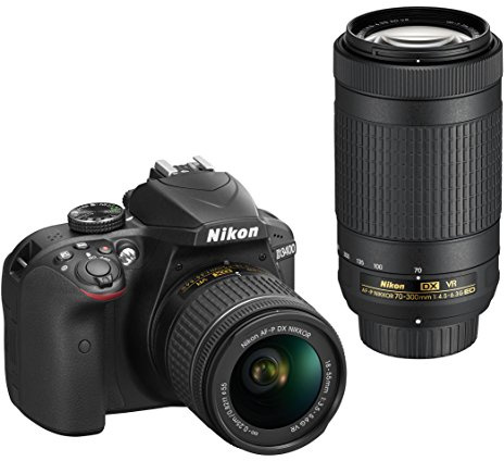 Nikon D3400 Digitales Spiegelreflexkamera mit Objektiv Nikkor AF-P 18 / 55VR, 24,7 Megapixel, LCD 3 Zoll, SD 8 GB 300 x Premium Lexar, schwarz (Nital Card: 4 Jahre Garantie)