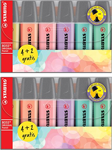 Textmarker - STABILO BOSS ORIGINAL Pastel - 2x 6er Pack