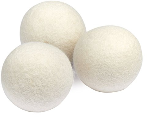 Mrs Green's Laundry Wool Dryer Balls, Set of 3, White, 8x8x8 cm