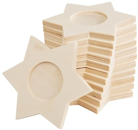 VBS XXL Teelichthalter Stern 12 Stück Ø11,5cm Teelicht Halter Weihnachten Stern Holz