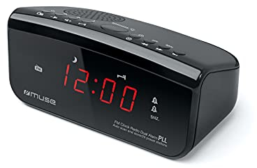 Muse M-12 CR Radiowecker (PLL-Tuner, 2 Weckzeiten, 1,5 cm (0,6 Zoll) rotes LED-Display) schwarz
