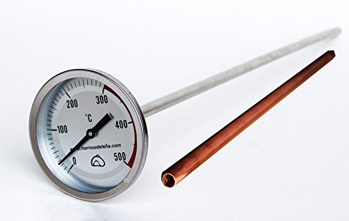 Pirómetro Profesional Extra-largo para horno, 50cm, con VAINA de protección de COBRE, para proteger el sensor de las altas temperaturas