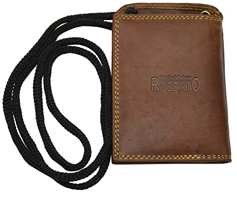 flevado Echt Leder Brustbeutel von Portemonnaie in Dunkelbraun RFID Safe (braun)