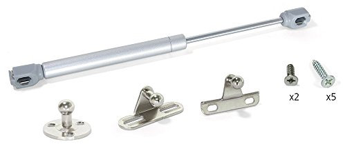 EMUCA - Pistón a Gas para Muebles, Amortiguador para Puerta elevable de Mueble, Fuerza 8kg y Carrera 100mm, Lote de 10 Kits Completo con accesorioss
