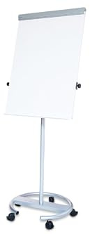 Maul Flipchart Office Mobil I Rollbar I Rundfot I Höjdjusterbar I Snabbväxling Blockhållare I 6375095, 1 St, Silver