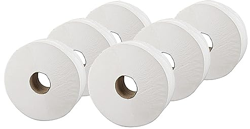 2Work Jumbo Toilet Roll 2-Ply White 92mmx410m Core 76mm (Pack of 6) 2W70203