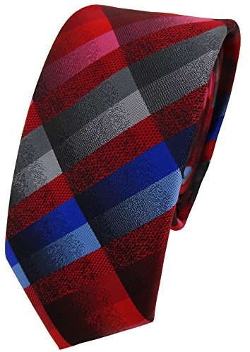 TigerTie schmale Designer Krawatte in kariert gemustert - Krawattenbreite 6 cm