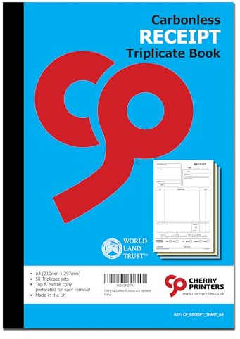 Körsbär kolfri mottagningsbok A4, A5, duplicera, trippel NCR (A4 trippel)