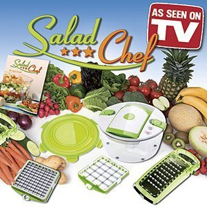 Genius Salad Chef Manual Chopper, Stainless Steel Blade, Red Or Green