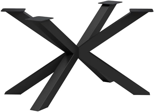 CM Furniture TISCHBEINE Spider Mittig Metall Mikado Schwarz Tisch Füsse Tischuntergestell Zartes Aussehen Tischgestell Höhenverstellbar Outdoor/Haus Esstisch Kreuzgestell 72 cm Hoch Anti-Kratz-Pads