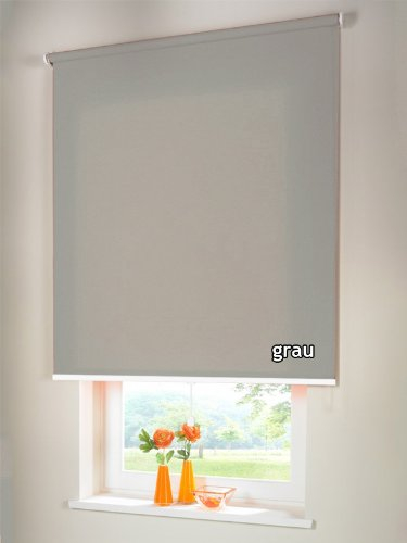 Sichtschutzrollo Mittelzugrollo Springrollo Rollo Verdunkelung 245 x 130 cm / 245x130 cm grau