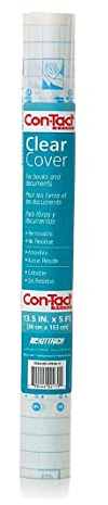 Con-Tact Brand Clear Adhesive Protective Liner, Protect Books and Documents, Easy to Apply Book Cover, 13.5'' x 5'