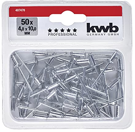 kwb Rivetti ciechi / Rivetti pop ø 4 mm, lunghezza 10 mm, in alluminio, con penna zincata, per pinze da rivetto cieco cieco commercialmente