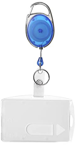 Karteo Ausweishülle mit Ausweisjojo blau [1 Stück] Ausweis Jojo mit Karabinerhaken und Kartenhülle als Kartenhalter für Ausweise Dienstausweise