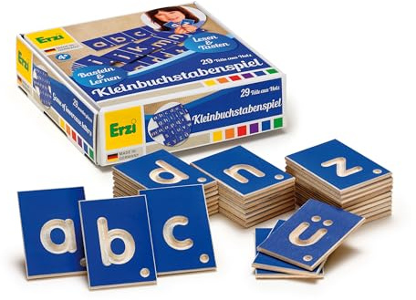 Erzi 42022 Lernspiel Kleinbuchstaben aus Holz, Lernmaterial für Kinder | Kreativität, Schule