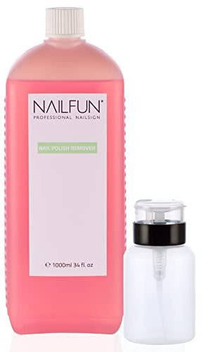 Solvente per smalto per unghie, 1000 ml, senza acetone, con pratico flacone a pompa, colore: rosa.