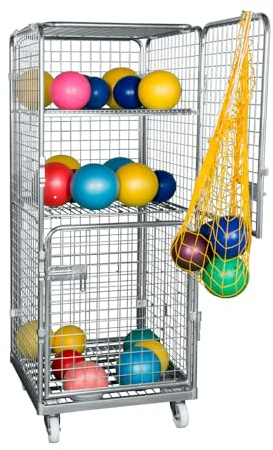 Ballwagen 724x815 mm Höhe 1600 mm mit 2-teiliger Tür und 2 Zwischenböden Stahlboden