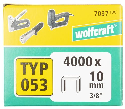 wolfcraft 7037100 Breitrückenklammern Typ 053, extra harter Stahl 10, silber, 10mm, 4000 stück