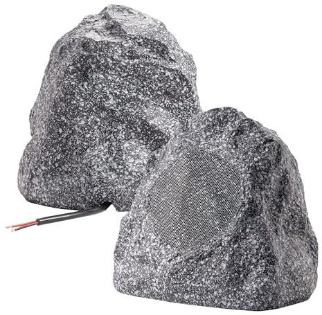 Theater Solutions 2R4G Outdoor Granite Rock 2 Lautsprecherset für Deck Pool Spa Terrasse Garten, 11,4 cm, Granitgrau