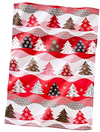 Halbleinen Geschirrtuch, TRIOLINO®, Druckmotiv Winterlicher Wald, Format 50/70