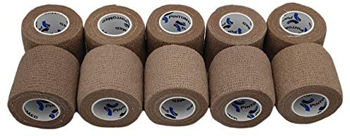 PintoMed Självhäftande förband sträckt – 10 x beige – 5 cm x 4,5 m bandage rullar självhäftande bandage fixeringsbindel självhäftande hälsovåg sport tejp bit för handled ben arm vetewrap