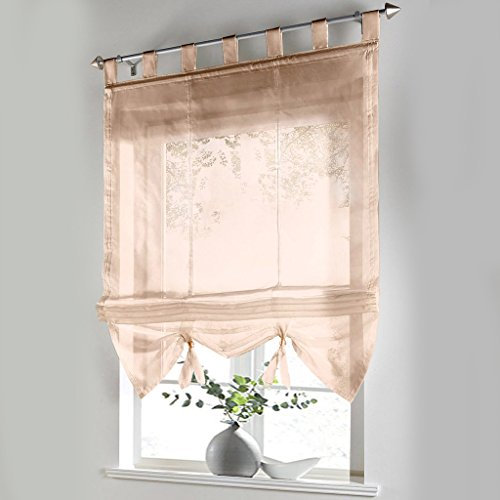 HongYa Raffrollo Voile Transparent Schlaufen Gardine BxH: 80x155cm Sand