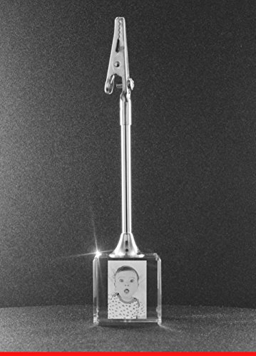 VIP-LASER 2D Gravur Glas Kristall MEMOCLIP Zettelhalter mit Deinem Kinderfoto Babyfoto Kind Baby. Dein Wunschfoto für die Ewigkeit Mitten in Glas!