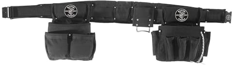 Klein Tools 5710M Electrician's Powerline Padded Tool Belt and Tool Pouch Combo, Medium, 4-Piece
