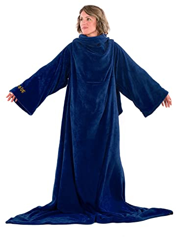 Snug Rug Deluxe Coperta Pile con Le Maniche -Coperta Indossabile Grigio, Plaid coperta in pile coral fleece con Le Maniche taglia adulto (Blu)