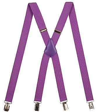 Olata Bretelles Fines Unisex Ajustables à Pinces en X avec Pinces en Métal - 2,5 cm. Lilas
