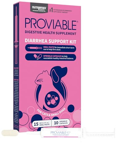 Nutramax Proviable Probiotics for Small Dogs and Cats, Diarrhea Support Kit, Digestive Health Supplement with Multiple Strains of Bacteria, Plus Prebiotics, Kaolin and Pectin, 15 ml Paste and 10 Capsules