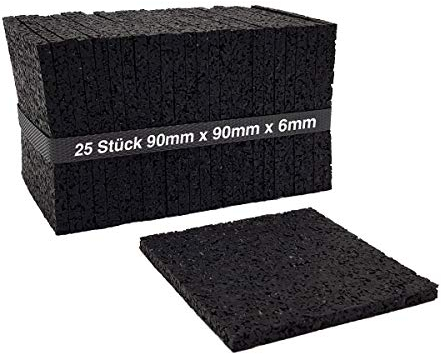 My Plast I 90 x 90 x 6 mm – 25 unidades I Almohadillas para terraza – Esterillas de goma resistentes al agua para madera de terraza – Esterilla protectora resistente