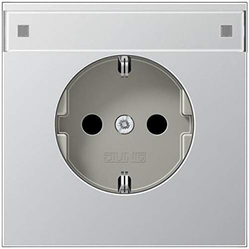 Jung Schuko Steckdose 16 A 250 V mit Berührungsschutz und Schriftfeld 9 x 58 mm Serie LS Aluminium, 1 Stück, AL 1520 Kina